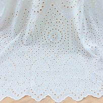 Siuvinėtas medvilninis audinys su banguotais kraštais suknelėms, vaikų drabužiams, namų tekstilei, staltiesėms ir marškiniams 1 Yard ≈ 91cm / Width 135cm white