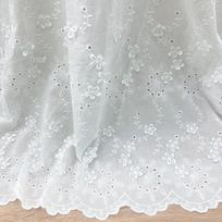 Siuvinėtas medvilninis audinys su banguotais kraštais suknelėms, vaikų drabužiams, namų tekstilei, staltiesėms ir marškiniams 1 Yard ≈ 91cm / Width 135cm white