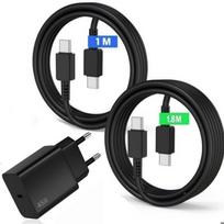 Chargeur Rapide USB-C 45W + Câble USB-C 1M+1.8M pour Samsung Galaxy S25 FE S25 Ultra S25 Plus - Noir juoda