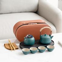Travel tea set Small set Outdoor portable teapot Camping Kung Fu tea set Company business holiday gifts brown