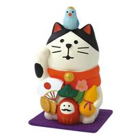 Japanese ZAKKA Creative Mini Maneki-neko Lucky Cat Figurine - Resin Ornament beige