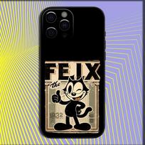 F-FelixS the C-Cat Retro Phone Case For iPhone 16,15,14,13,12,11,Pro,X,XS,Max,XR,Plus,Mini Soft Black Cover iPhone13mini gray