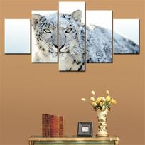 Canvas Painting 5 Pieces Snow Leopard Majestic Wilderness In Home Office Art Interior Home Decor Wallpaper For Living Room Mural 30X40 30X60 30X80CM gray