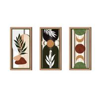 3 vnt. Boho augalų sienos meno kūriniai Minimalistinis botaninis bohemiškas sienos skulptūros abstraktus geometrinis namų dekoras svetainei miegamajam A brown