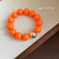 Acrylic round beaded bracelet necklace dopamine personalized fashion jewelry set exaggerated jewelry orange