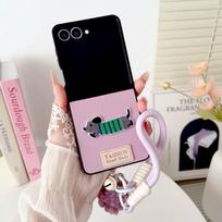 Animacinis taksas Odinis telefono dėklas, skirtas Samsung Galaxy Z Flip7 FE Zflip 8 7 6 5 4 3 Z Flip 8 Dirželis Atsparus smūgiams Minkštas dėklas Galaxy Z Flip5 white