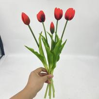 Vibrant Artificial Tulips Flowers, Real Touch Fake Tulip Bouquet for Home Wedding Party Decor, Faux Tulips for Vase Floral Arrangement 1pc green