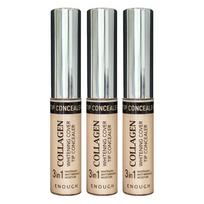 ENOUGH Collagen Whitening Cover Tip Liquid Concealer 9g, No. 3 Natural Beige, 3 pcs black