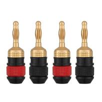 Quick Connect Deadbolt Lock HIFI Banana Plugs 24K Gold Plated Secure Speaker Wire Connectors Easy Install Audio AdaptersGood product 4pcs