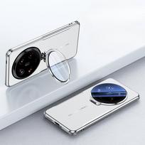 Case for Xiaomi 15 Ultra Plating Leather Metal Lens Holder Cases for Xiaomi Mi 15 Ultra 15 14 Pro Shockproof Bumper Cover for Xiaomi 15 Ultra gray