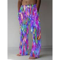 Men's 3D Retro Printed Baggy Casual Trousers,  Elastic Drawstring Waist with Pockets, for Spring Summer Home Outdoor Vacation 8XL rožinė