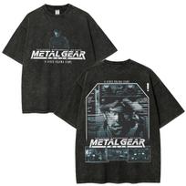Metal Gear Solid Game Solid Snake Vintage Washed T-shirt Men Women Fashion Clothing Oversized Short Sleeve T Shirts Streetwear 2XL black