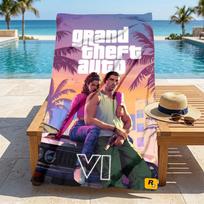 Gta Vi Cover Stylish Digital Printing Beach Towel Quick Drying Absorbent Blanket For Beach Pool Gym Travel Christmas Gift C9211634 80cmx160cm(31x63inch)