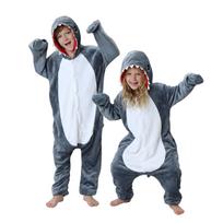 Onesie Kigurumi Pajamas Shark Costume Children 125 - 135Cm gray