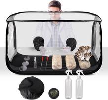 Large Still Air Box Mushroom Growing Tent - 38×20×25 Inches Black and Clear Plastic gray