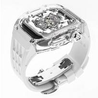 Laikrodžio apyrankės prabangus permatomas modifikavimo rinkinys, skirtas Apple Watch Ultra 2 49 mm korpuso guminė juosta, skirta iWatch serijai 8 7 6 5 4 SE 45 mm 44 mm dirželis 45MM gray