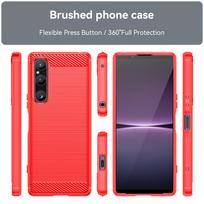 Prabangus lankstus TPU dėklas, skirtas Sony Xperia 10 VI 1 V 5 IV III apsauginis dangtelis Anglies pluošto tekstūra, apsauganti Coque Fundas Hülle Sony Xperia 10 V raudona
