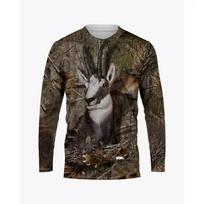 Kamufliažas Wild Hunting Animal Graphic marškinėliai 3D spausdinti vyriški ir moteriški gatvės drabužiai marškinėliai drabužiai O formos iškirpte ilgomis rankovėmis marškinėliai 4XL gray