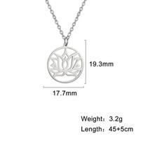 Jeshayuan Hollow Buddha Lotus Stainless Steel Pendant Women Necklace Classical Good Karma Choker Party Jewelry Gift 50cm white