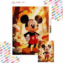 Disney Mickey Mouse Forest Mushroom Painting Diamond Painting Art Kit Mosaic Handmade Diy Gift Home Decor Round 20x30cm black