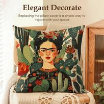 Meno F-Frida Kahlo Pagalvės užvalkalas Natūralus linas Ekologiškas audinys Dvispusis spausdinimas Sofa Namų dekoras Dovana Pagalvės užvalkalas Short plush 30*30(CM)-1Pcs