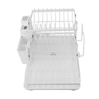 Dish Drying Rack Folding 2 Tier Multipurpose Easy Storage Dish Dryer Rack for Kitchen Countertop White white