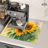 1Pcs Rubber Drying Mat With Sunflower For Coffee Shop Restaurant Kitchen Carpet Tableware Durable Diatom Mud Table Mat Pet Mat 30*40cm black
