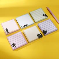 Cute Reusable Cat Sticky Notes - Tearable Memo Stickers for Students 7.62*7.62 CM white