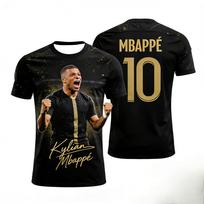Vaikiškas 3D stereoskopinis Mbappé spaudinio futbolo marškinėliai, šeimos rinkinys, tinkamas dėvėti lauke treniruotėms 100 black