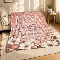 Nana Floral Message Coral Fleece Blanket Grandma Gift 75cm*90cm brown