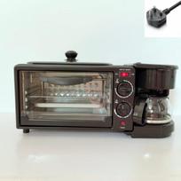 3-in-1 Multi-functional Breakfast Station: 110V/220V Toaster and Mini Electric Oven gray