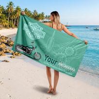 Harley-Davidson Customized Name Text Beach Towel, Soft Absorbent Towel Beach Pool Travel Personal Gift 80cmx160cm(31x63inch) black