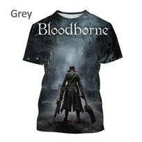 3D Printing Horror Game Bloodborne Tshirt For Men Women Casual Short-sleeved Personality Hip-hop Tee Tops Kids Harajuku T-shirt L gray