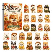 Acrylic Hanging Decorations Dog Advent Calendars 2026, Cute 24 Days Christmas Countdown Tree Pendant Calendar, 2D Collectible Figures for Lovers, D beige