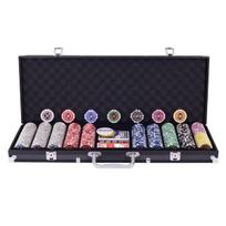 Goplus Poker 500 Numbered Poker Casino Chip Set with Playing Dice Mat Set, Chips, Cards, Dealer, & (Black Case)