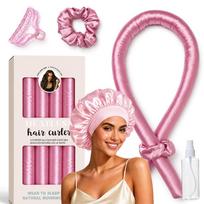 Overnight Heatless Curling Rod Headband Silk Satin No Heat Hair Curler Kit For Sleeping Create Soft Large Waves Without Heat Damage Coffee black
