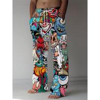 Men's 3D Vintage Pattern Printed Baggy Casual Trousers,  Elastic Drawstring Waist with Pockets, for Spring Summer Home Outdoor Vacation 6XL medžio anglis