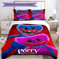 3pcs Huggy Wuggy Bedding Set Duvet Cover Closure Includes 1 Duvet Cover & 2 Pillowcases, Soft and Comfortable for All Seasons. 135cmx200cm blue