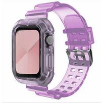 Skaidri apyrankė + dėklas Apple Watch 8 7 6 SE 5 3 2 Minkštas skaidrus silikoninis dirželis iwatch dirželiui 40 mm 44 mm 42 mm 41 mm 45 mm 49 mm 42mm or 44mm or 45mm gray