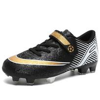 Dydis 29-39 TF/FG Vaikiški futbolo bateliai Oda VELCRO Futbolo bateliai Vaikų mada Rožiniai Vaikų sportbačiai Berniukų futzalo batai 38 black