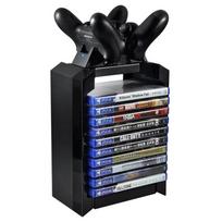 Žaidimų diskų bokštelis, vertikalus stovas PS4, įkrovimo stotelė dviem valdikliams, skirta 4 PRO Slim black #1