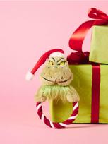 Sinsay - Pliušinis žaislas šuniui su cyptuku ir virve tempimui Grinch - skaisčiai žalia
