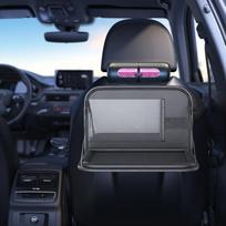 Automobilinės sėdynės atlošo organizatorius su sulankstomu staleliu, PU odos galinės sėdynės laikymo vietos, puodelių laikiklis, telefono kišenėlės juoda