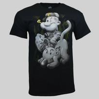 Vyriški marškinėliai -POPEYE Jūrininkas- Dūmuose - Pypkė - Senoviniai animaciniai filmukai NAUJI 3XL gray