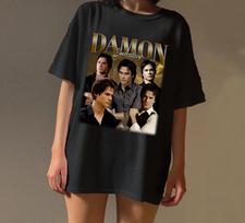 Damon Salvatore Printed Womens Tshirt Fashion Trend Top SpringSummer Pure Cotton Unisex Short Sleeve Tshirt 4XL black