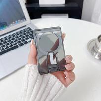 Skaidrus magnetinis kortelių laikiklis piniginė dėklas, skirtas Magsafe iPhone 16 15 14 13 Pro Max su sulankstomu telefono laikikliu, Macsafe kortelių lizdais, kišenėle as the picture