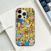 Juokingas animacinis S-Simpsons skirtas IPhone 16 15 14 13 12 11 17 Pro Max Plus Bangos formos gofruotas telefono dėklas Apsauginis nuo kritimo dangtelis iPhone 11 yellow
