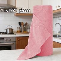 1 Roll/20pcs Reusable Microfiber Wet Wipes Suitable for Dishwashing, Floors,Countertops,Space-Themed Modern Square Cloths rožinė