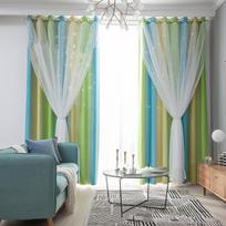 Blackout Kids Curtains Bedroom Thermal Insulated Silver Twinkle Star Curtains Boys Antique Grommet Window Treatment KTY 100x130 žalia