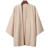 Kimono Vyrams Apsiaustas Kimono Para Hombre Juodas Paltas Baltas Apsiaustas Paplūdimio Marškiniai Vasarinis Haori Vyrams Unisex Samurajų Apranga Japonų Vyrams S beige